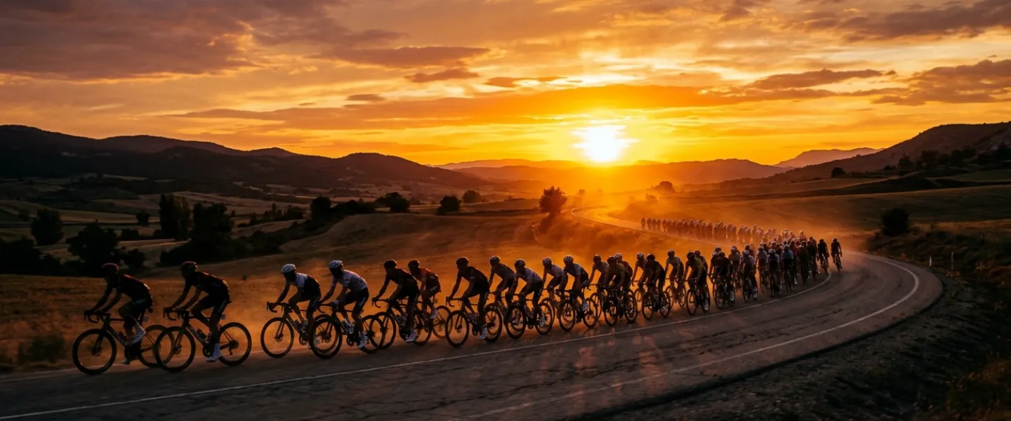 Cycling at sunset