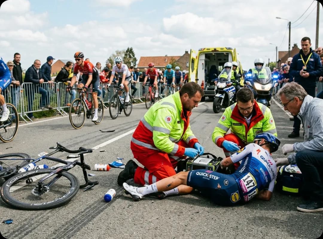 Cycling race crash scene illustrating safety challenges