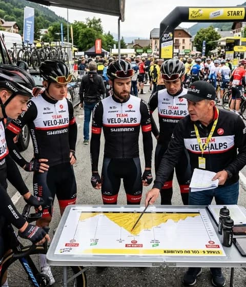 Professional cycling team preparing for race